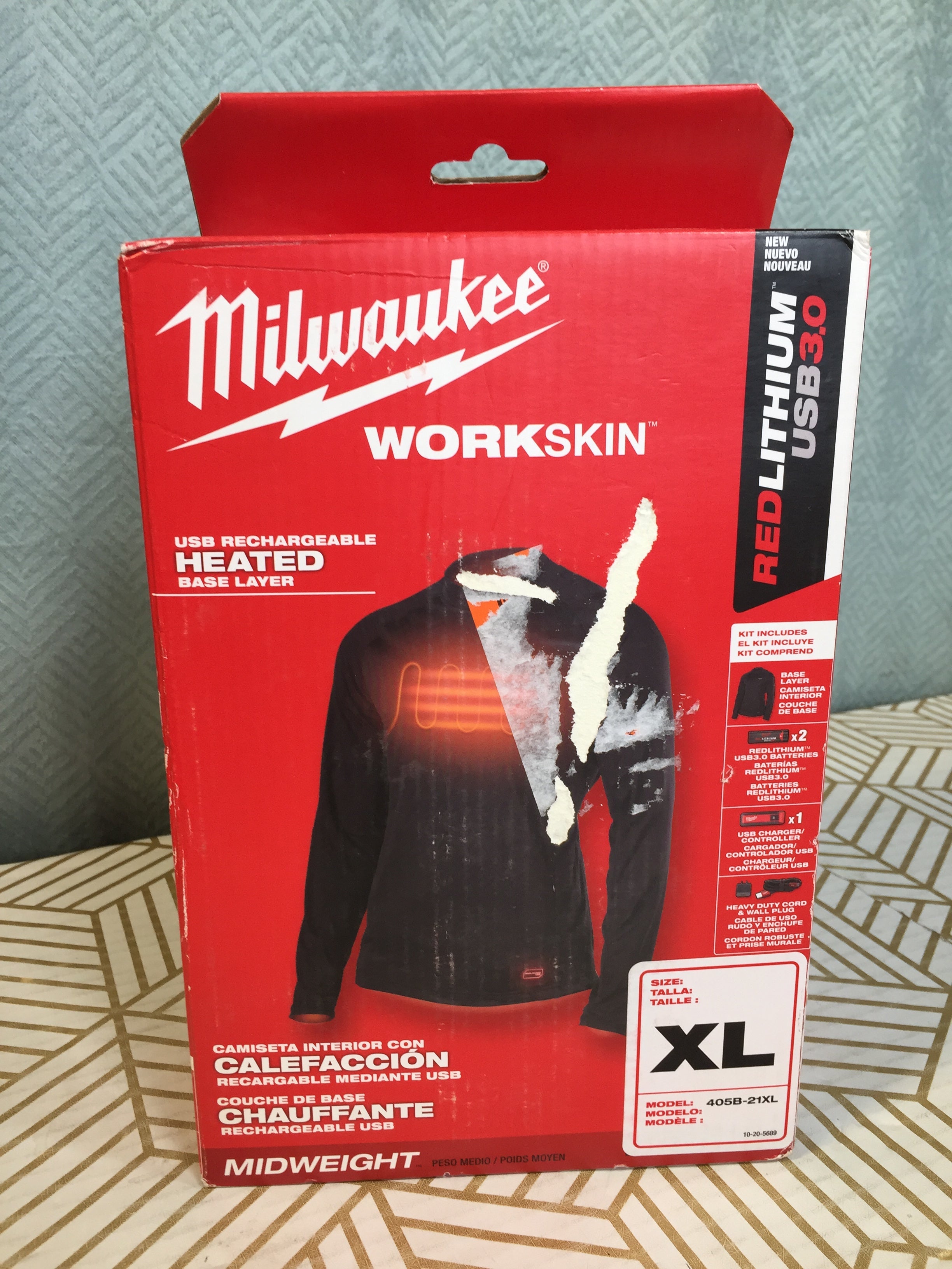 Milwaukee Men's X-Large Black Heated WORKSKIN USB Base Layer Shirt *SEALED* (7953665622254)